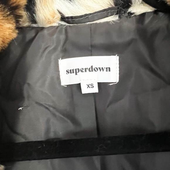SUPERDOWN Faux Fur Animal Print Open Oversized Coat Sz XS - Picture 9 of 9